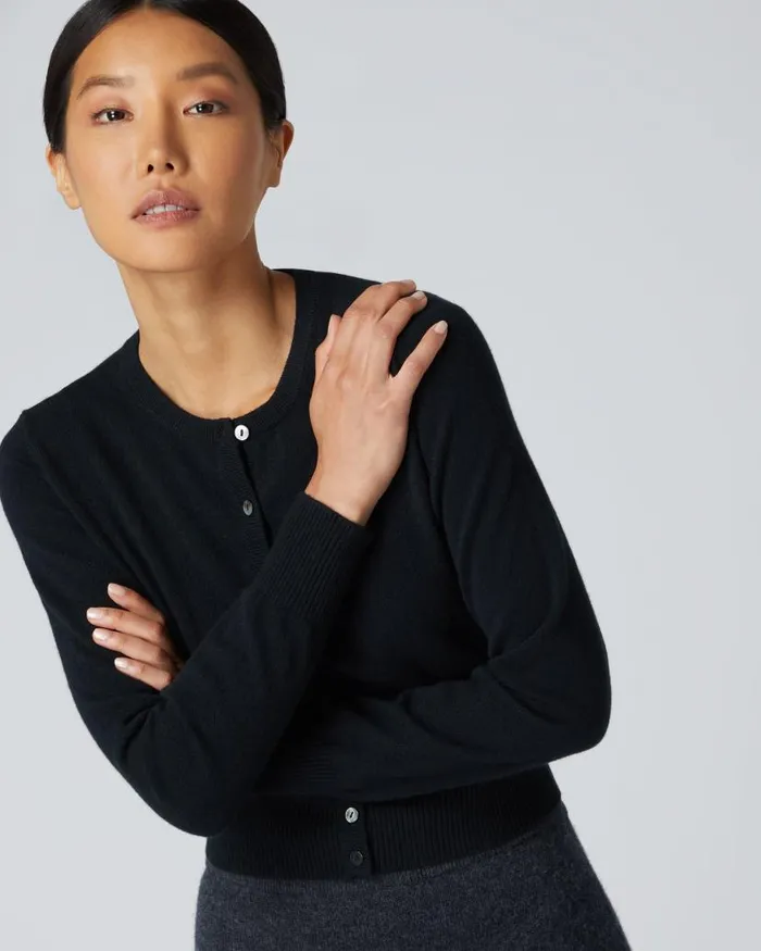 NPeal Cardigans Women Ivy Cropped Cashmere Cardigan Black