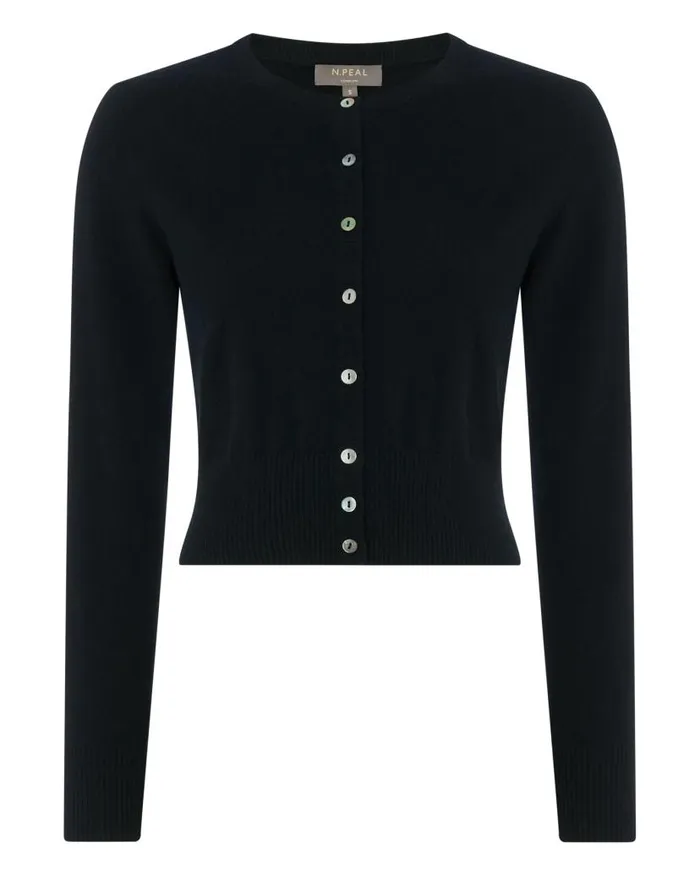 NPeal Cardigans Women Ivy Cropped Cashmere Cardigan Black