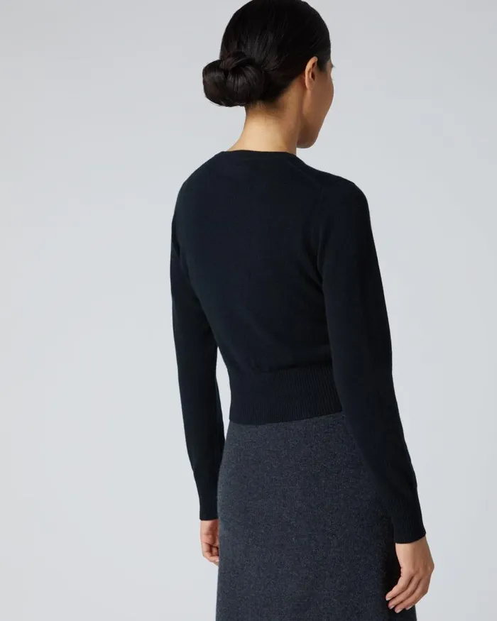 NPeal Cardigans Women Ivy Cropped Cashmere Cardigan Black
