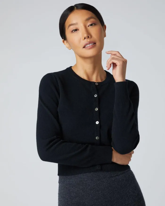 NPeal Cardigans Women Ivy Cropped Cashmere Cardigan Black