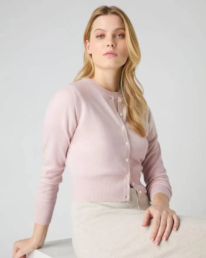 NPeal Cardigans Women Ivy Cropped Cashmere Cardigan Quartz Pink