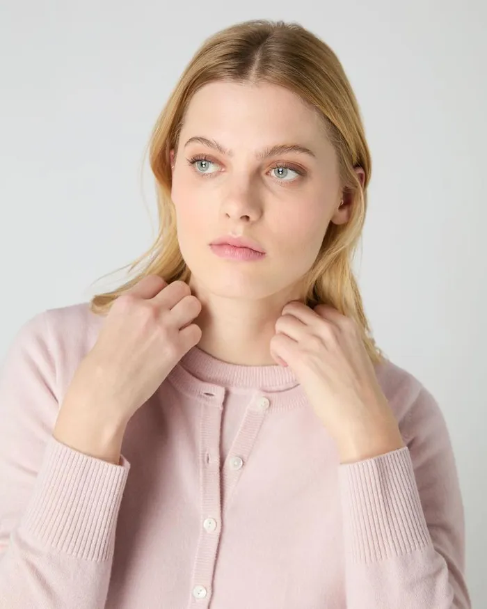 NPeal Cardigans Women Ivy Cropped Cashmere Cardigan Quartz Pink