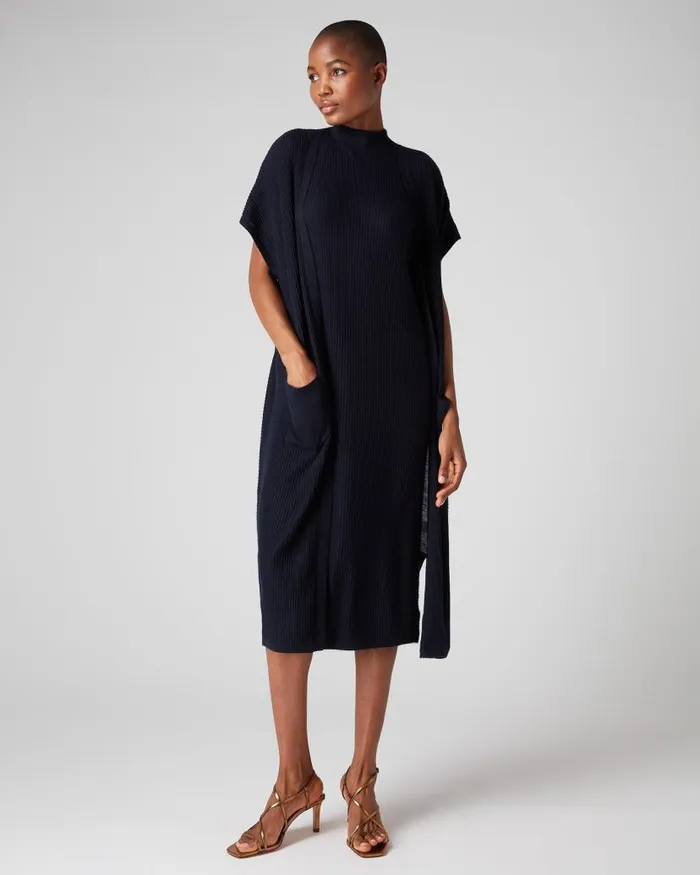 NPeal Cardigans Women Sleeveless Ribbed Cardigan Navy Blue