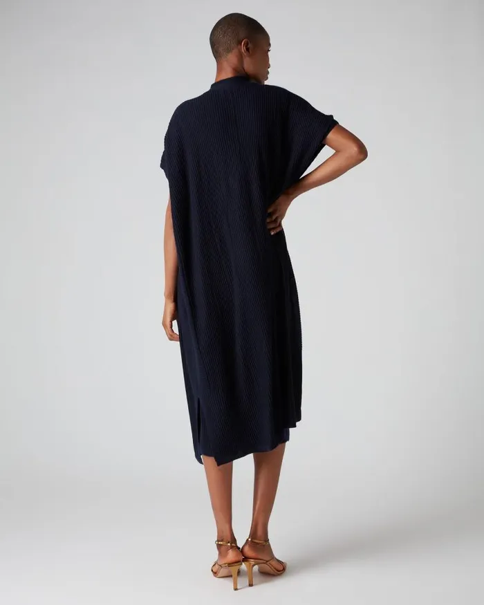 NPeal Cardigans Women Sleeveless Ribbed Cardigan Navy Blue