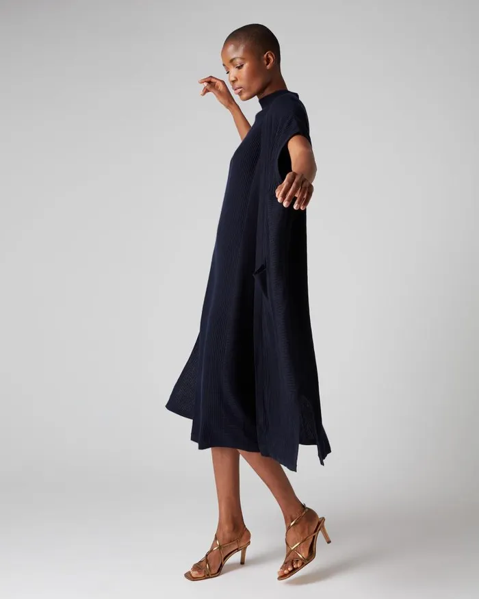 NPeal Cardigans Women Sleeveless Ribbed Cardigan Navy Blue