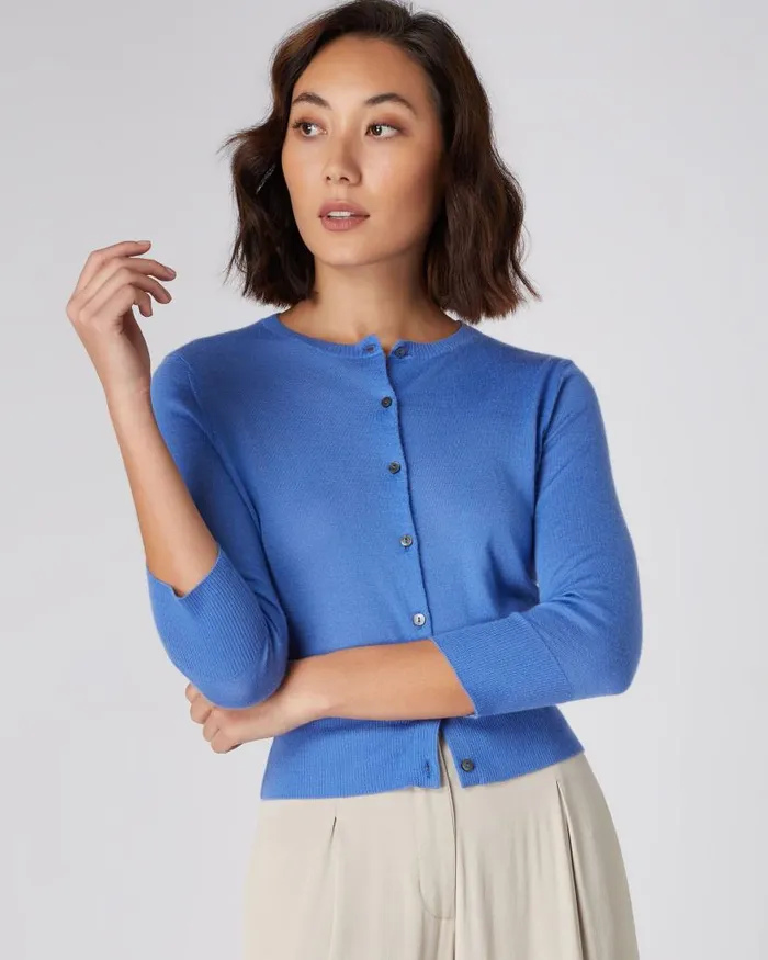 NPeal Cardigans Women Superfine Cropped Cashmere Cardigan Sky Blue