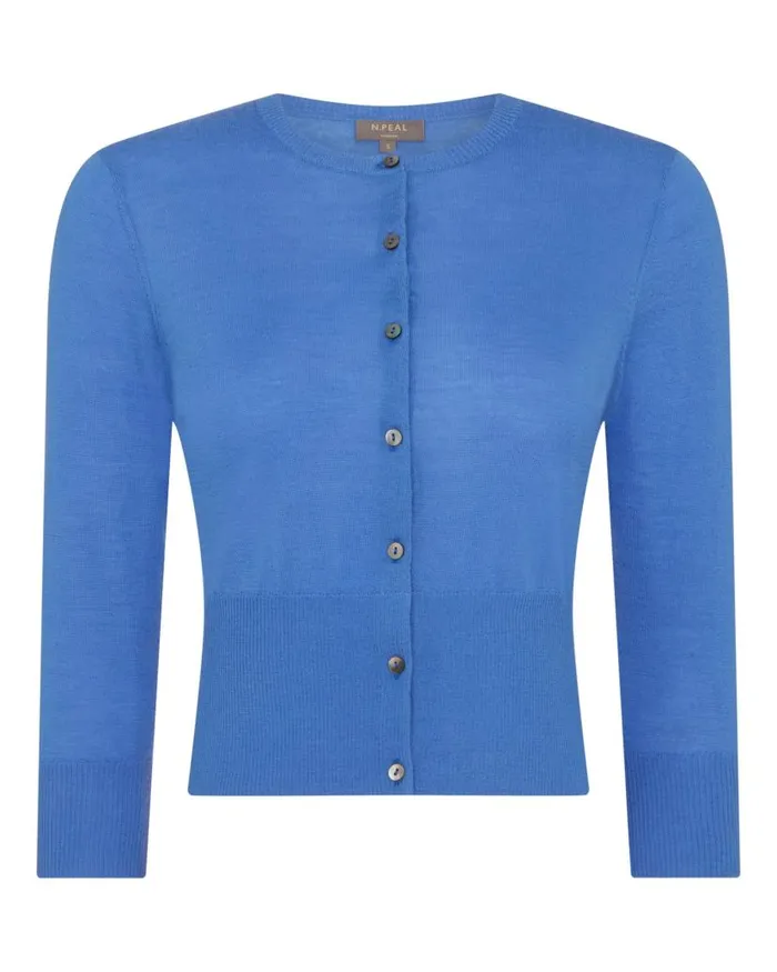 NPeal Cardigans Women Superfine Cropped Cashmere Cardigan Sky Blue