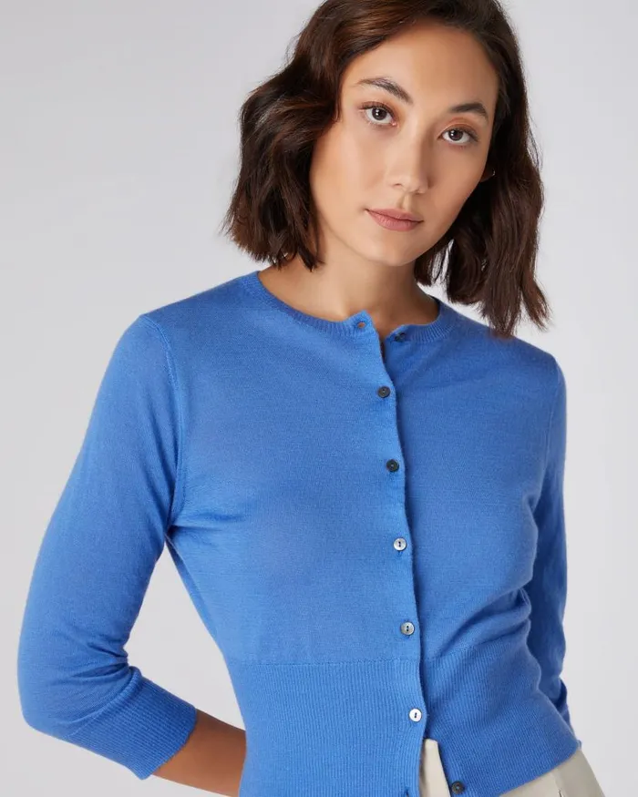 NPeal Cardigans Women Superfine Cropped Cashmere Cardigan Sky Blue