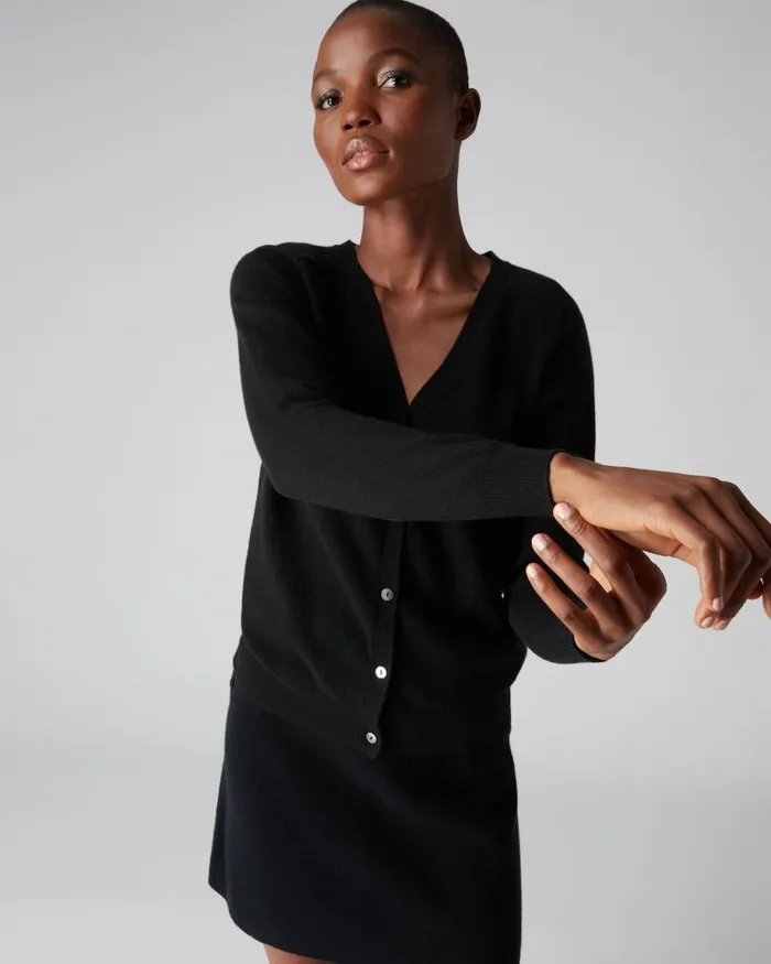 NPeal Cardigans Women V Necked Cashmere Cardigan Black