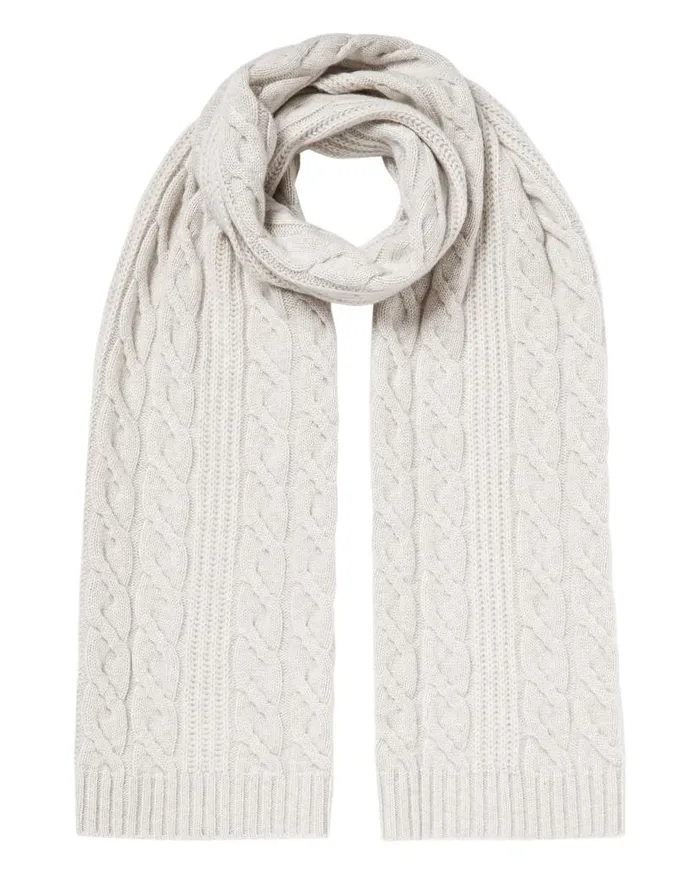 NPeal Cashmere Scarves Women Cable Rib Cashmere Scarf Pebble Grey