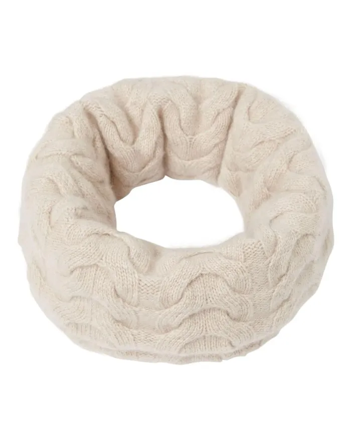 NPeal Cashmere Scarves WomenMen Unisex Cable Cashmere Snood Heather Beige Brown