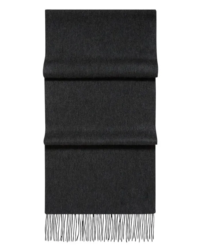 NPeal Cashmere Scarves WomenMen Unisex Woven Cashmere Scarf Dark Charcoal Grey
