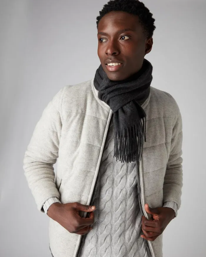 NPeal Cashmere Scarves WomenMen Unisex Woven Cashmere Scarf Dark Charcoal Grey