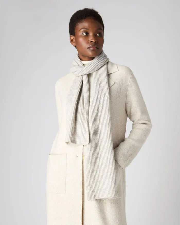 NPeal Cashmere Scarves Women Plated Rib Cashmere Scarf Sand Brown