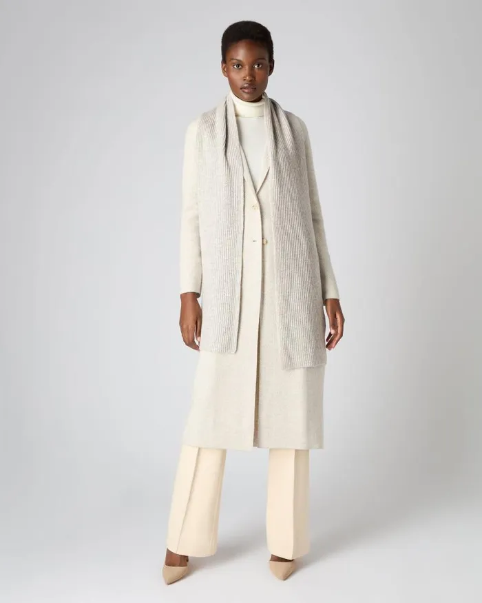 NPeal Cashmere Scarves Women Plated Rib Cashmere Scarf Sand Brown