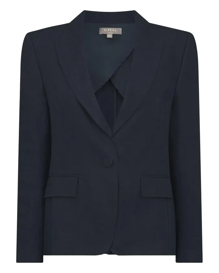 NPeal Coats and Jackets Women Chloe Linen Jacket Navy Blue