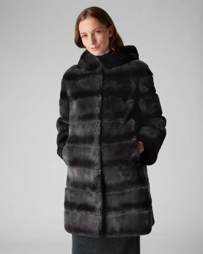 NPeal Coats and Jackets Women Hooded Long Coat Grey Ombre