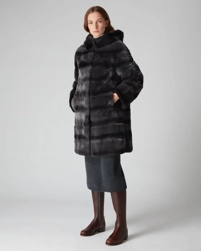NPeal Coats and Jackets Women Hooded Long Coat Grey Ombre