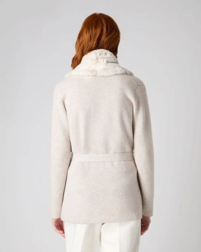 NPeal Coats and Jackets Women Ruby Herringbone Fur Cardigan New Ivory White