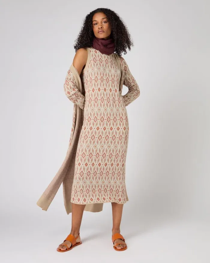 NPeal Dresses and Skirts Women Jacquard Knit Silk Cashmere Dress Multi