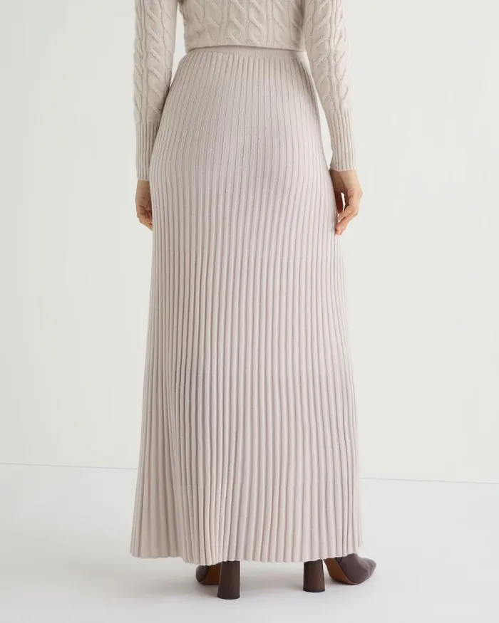 NPeal Dresses and Skirts Women Maxi Rib Cashmere Skirt Frost White