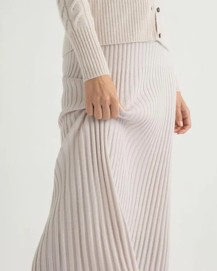NPeal Dresses and Skirts Women Maxi Rib Cashmere Skirt Frost White