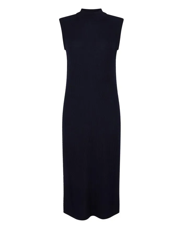 NPeal Dresses and Skirts Women Sleeveless Mock Neck Dress Navy Blue