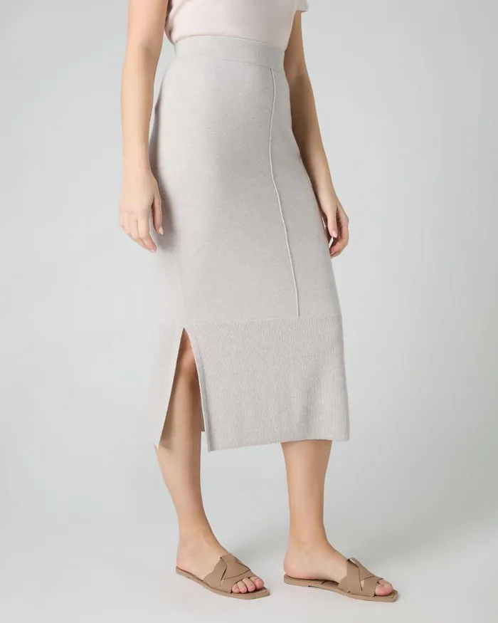 NPeal Dresses and Skirts Women Straight Cashmere Skirt Pebble Grey
