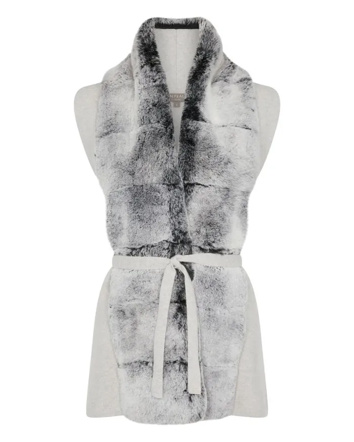 NPeal Gilets and Waistcoats Women Lola Fur Placket Cashmere Gilet Pebble Grey