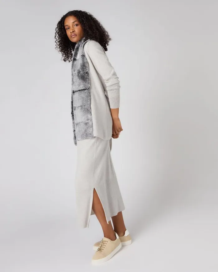 NPeal Gilets and Waistcoats Women Lola Fur Placket Cashmere Gilet Pebble Grey