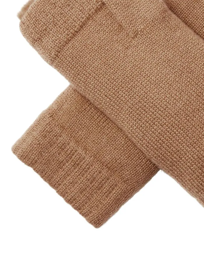 NPeal Gloves WomenMen Unisex Fur Lined Fingerless Cashmere Gloves Dark Camel Brown