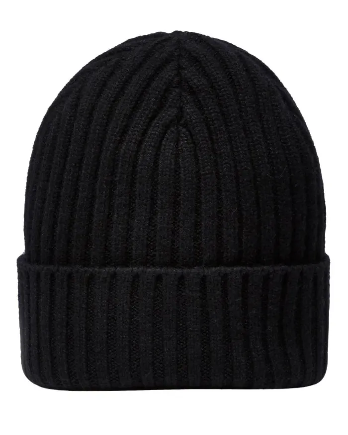 NPeal Hats Men Unisex Chunky Ribbed Cashmere Hat Black