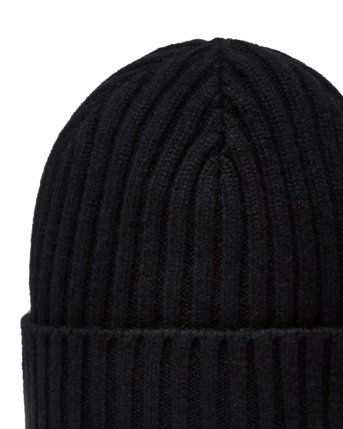 NPeal Hats Men Unisex Chunky Ribbed Cashmere Hat Black