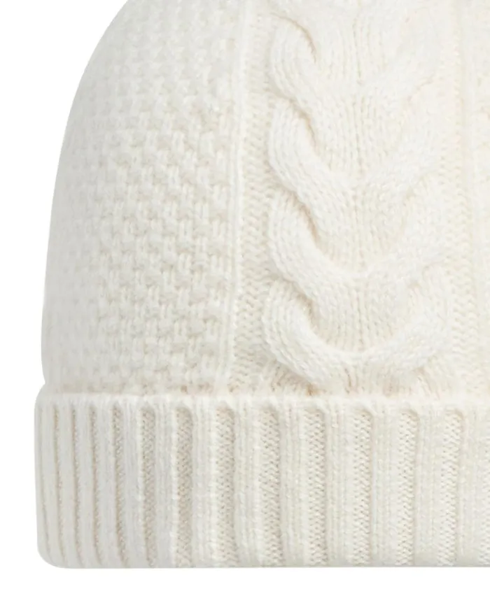 NPeal Hats Women Cable Cashmere Hat New Ivory White