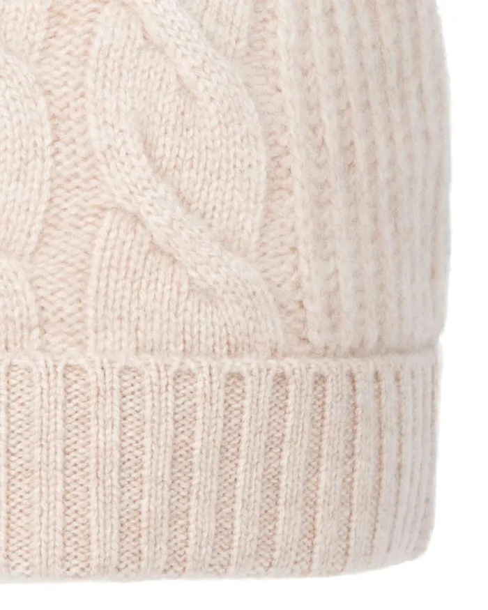 NPeal Hats Women Cable Rib Cashmere Hat Heather Beige Brown