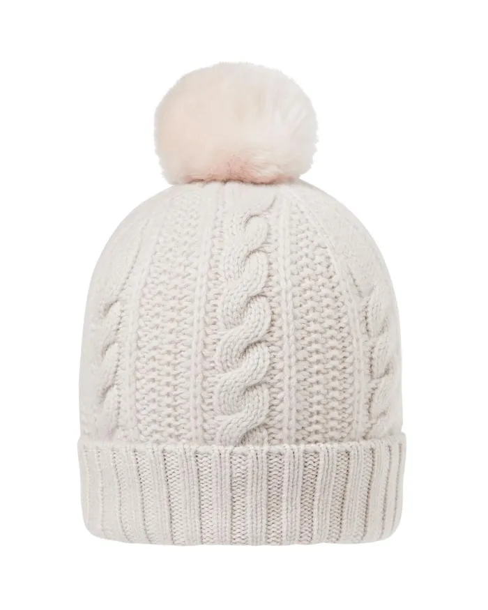 NPeal Hats WomenMen Unisex Shearling Pom Cable Hat Snow Grey
