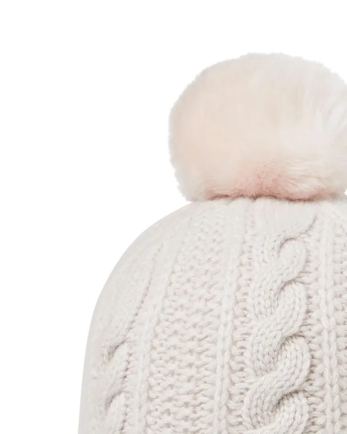 NPeal Hats WomenMen Unisex Shearling Pom Cable Hat Snow Grey