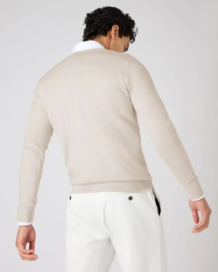 NPeal Jumpers Men Conduit Fine Gauge Cashmere V Neck Jumper Sandstone Brown
