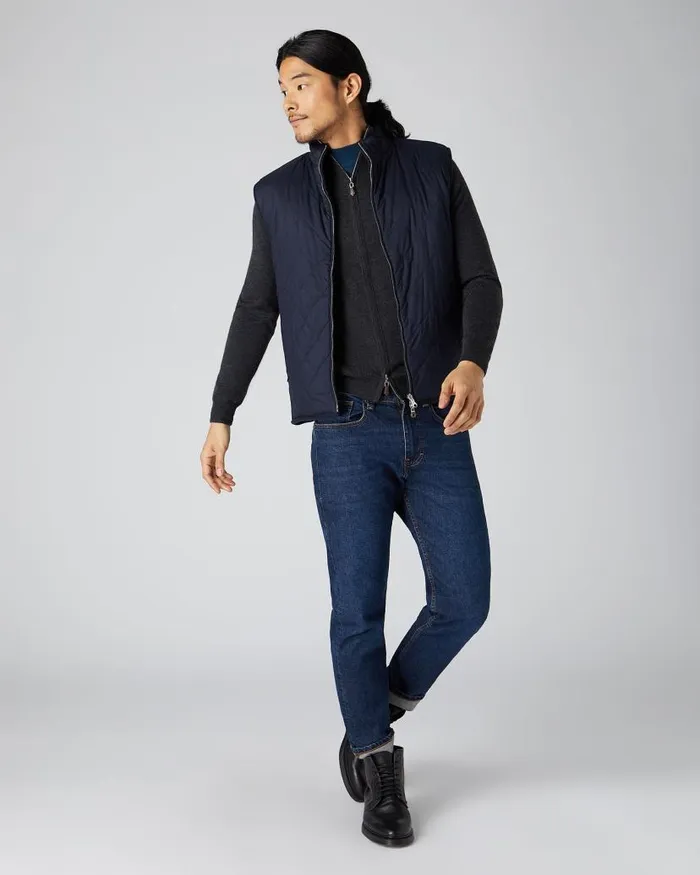 NPeal Jumpers Men Hyde Fine Gauge Cashmere Full Zip Jumper Dark Charcoal Grey
