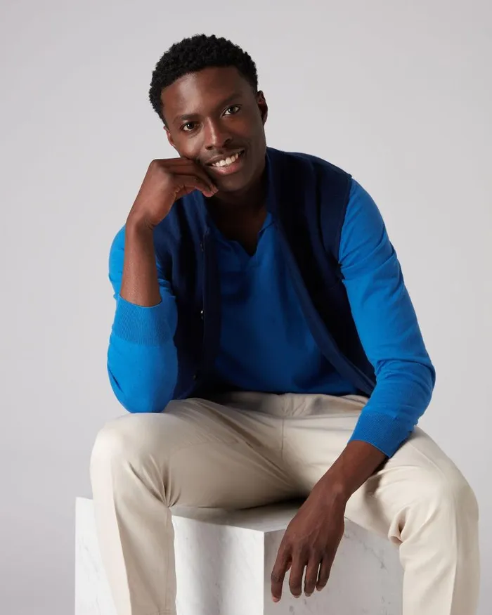 NPeal Jumpers Men Polo Neck Jumper Hockney Blue