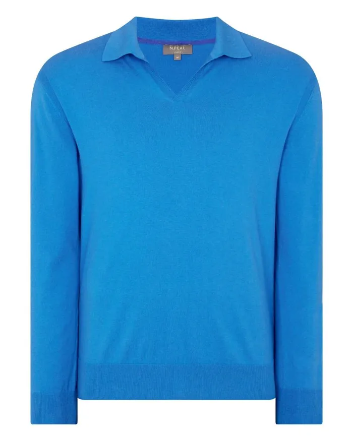 NPeal Jumpers Men Polo Neck Jumper Hockney Blue