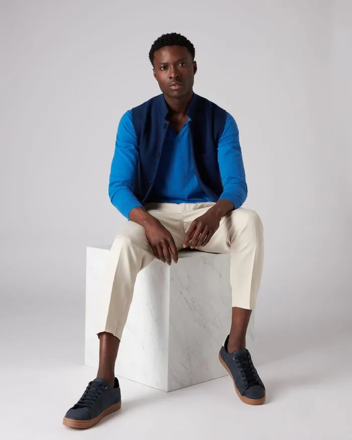 NPeal Jumpers Men Polo Neck Jumper Hockney Blue