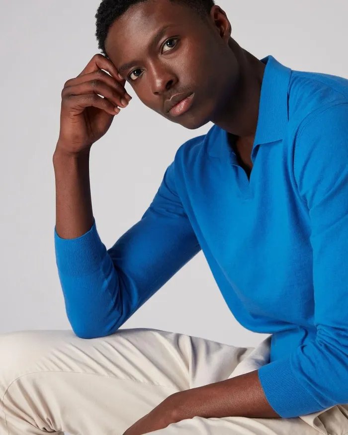 NPeal Jumpers Men Polo Neck Jumper Hockney Blue