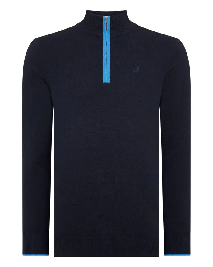NPeal Jumpers Men The Jockey Club Half Zip Cashmere Jumper Navy Blue