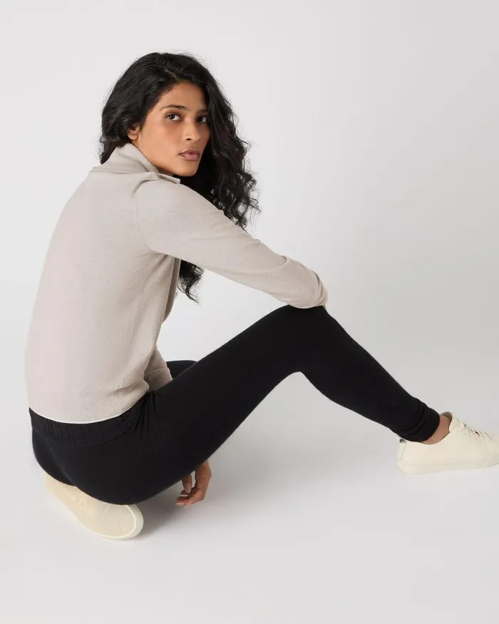 NPeal Jumpers Women Cotton Cashmere Full Zip Jumper Sandstone Brown
