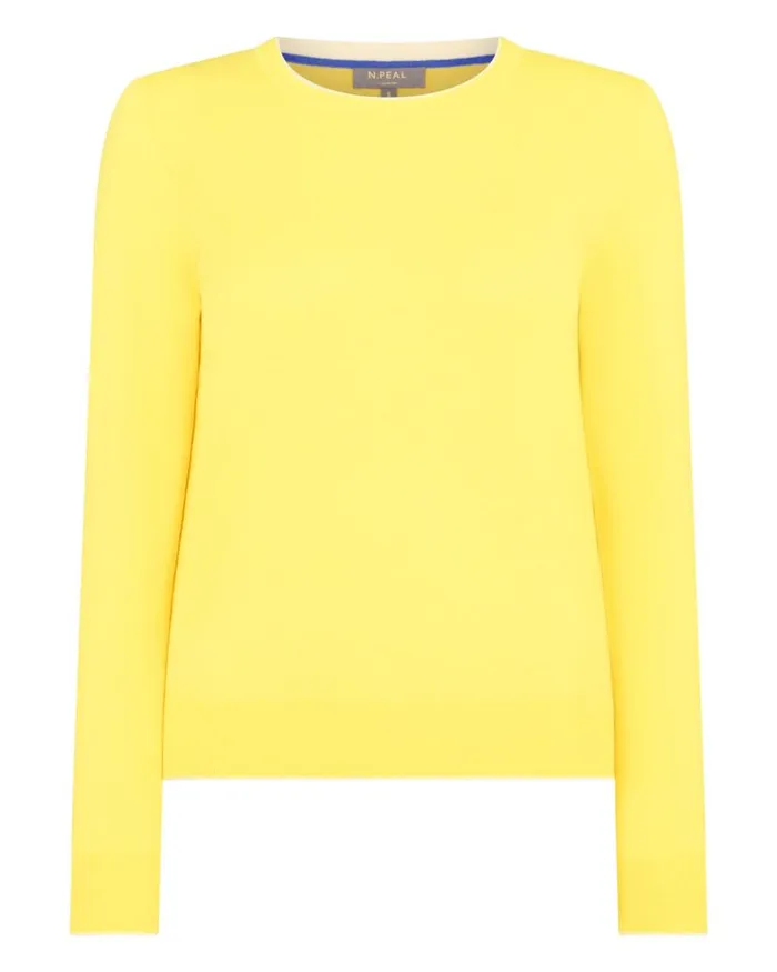 NPeal Jumpers Women Cotton Cashmere Round Neck Jumper Sunshine Yellow