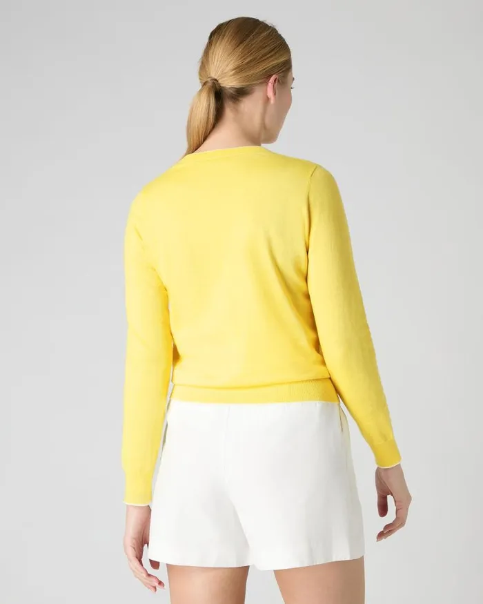 NPeal Jumpers Women Cotton Cashmere Round Neck Jumper Sunshine Yellow