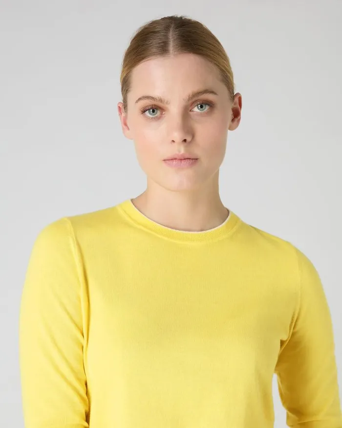 NPeal Jumpers Women Cotton Cashmere Round Neck Jumper Sunshine Yellow