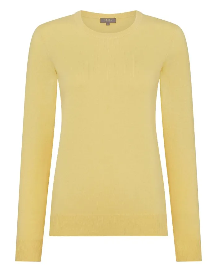 NPeal Jumpers Women Evie Classic Round Neck Cashmere Jumper Citrine Yellow