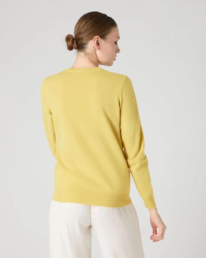 NPeal Jumpers Women Evie Classic Round Neck Cashmere Jumper Citrine Yellow